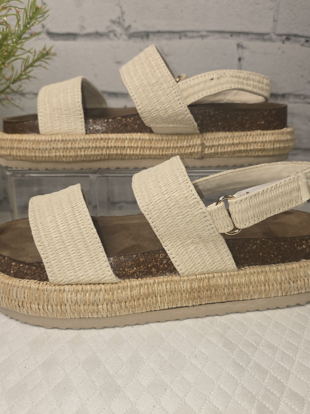 PIERRE DUMAS SLINGBACK PLATFORM SANDAL WOVEN CANVAS UPPER ESPADRILLE SOLE 7